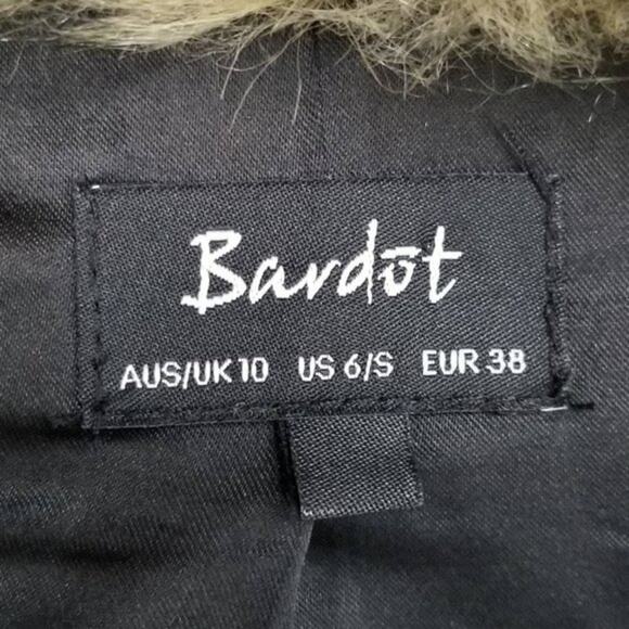 Bardot Womens Faux Fur Leather Long Sleeves Jacket Coat Black Tan Size 6 - Picture 10 of 12